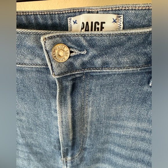 PAIGE Denim Sarah Slim Straight Distressed Jeans Size 34 - Picture 8 of 14